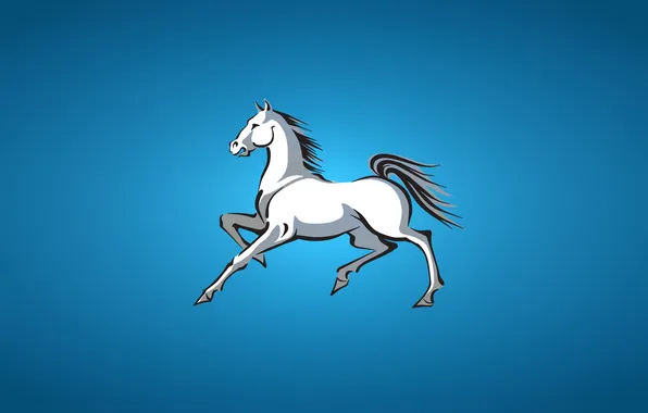 Лошадь, белая, синий фон, horse