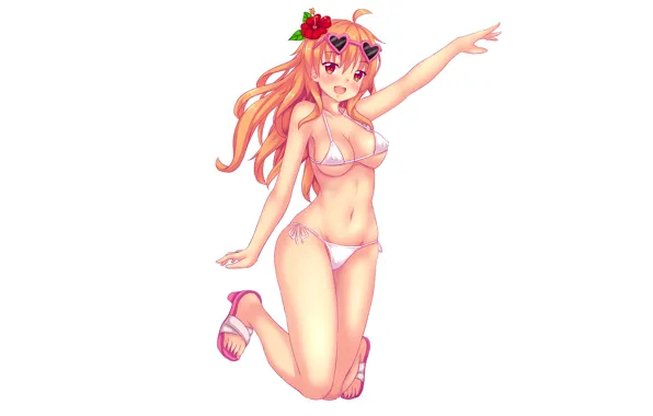 Girl, sexy, cleavage, erect nipples, long hair, boobs, anime, beautiful