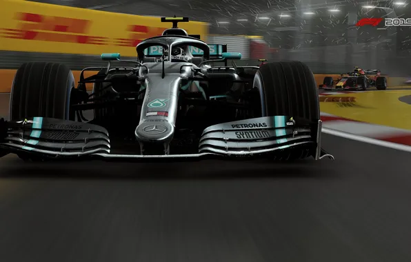 Трасса, гоночный автомобиль, F1 2019, Mercedes AMG F1 W10 EQ Power+