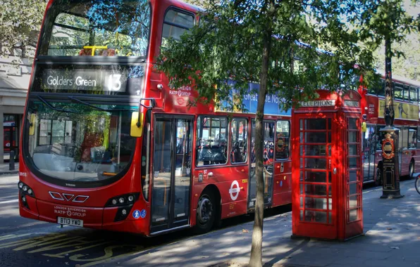 Картинка красный, city, город, улица, вид, англия, лондон, панорама