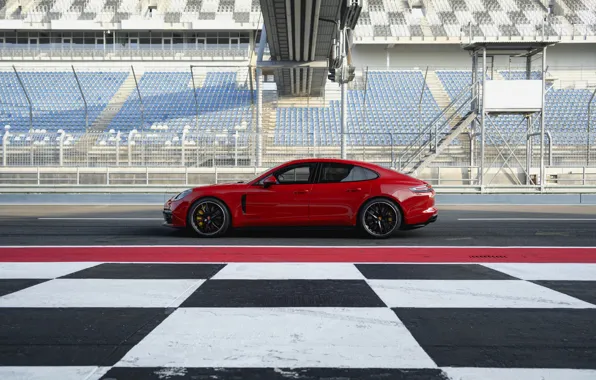 Картинка красный, Porsche, трибуны, 2018, Panamera GTS