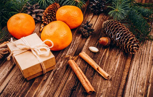 Украшения, Новый Год, Рождество, Christmas, wood, New Year, мандарины, decoration