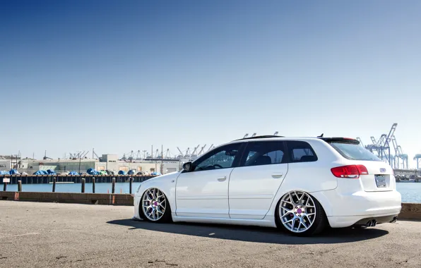 Картинка Audi, ауди, порт, белая, white, stance