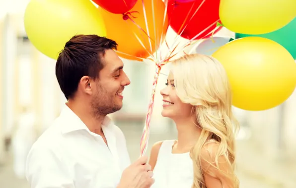 Картинка шарики, любовь, радость, счастье, воздушные шары, пара, happy, couple