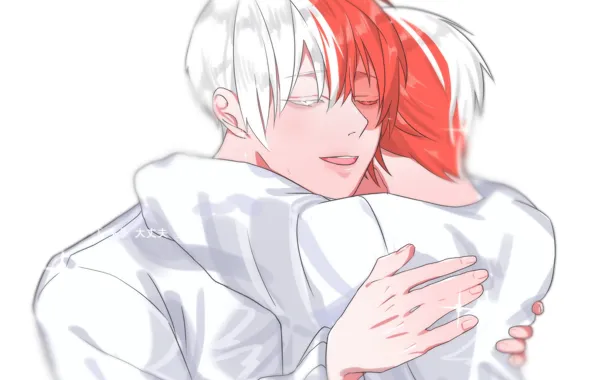 Мальчик, парень, обнимашки, Моя геройская академия, Todoroki Shouto, My Hero Academia, Boku No Hero Academia, …