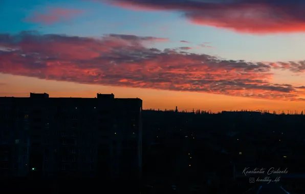 Закат, город, закат солнца, зоря, алчевск, закат в алчевске