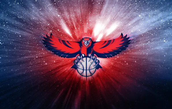 Картинка Мяч, Баскетбол, Фон, Ястребы, Atlanta Hawks, NBA. Логотип