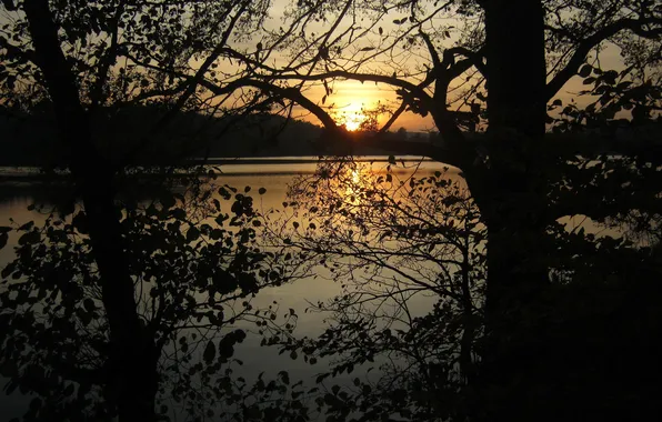 Картинка закат, озеро, фото, рассвет, Польша, ы природа