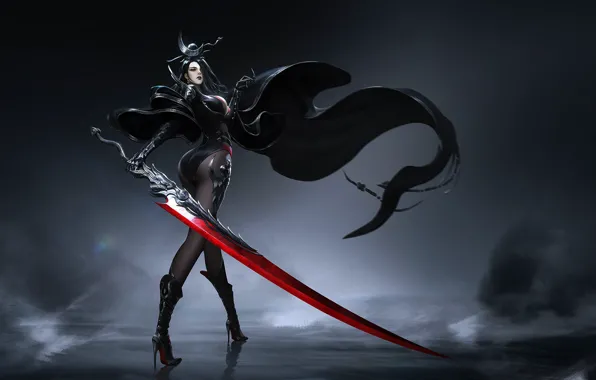 Девушка, Минимализм, Стиль, Girl, Меч, Фон, Fantasy, Арт