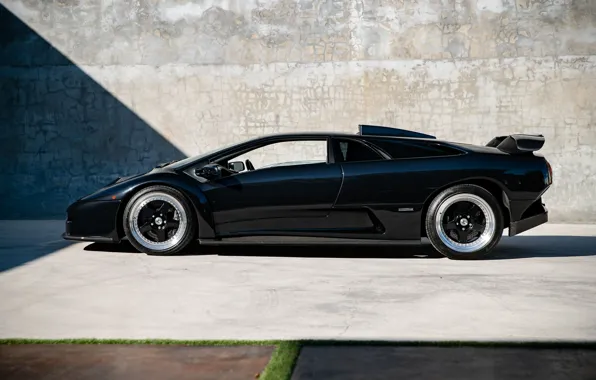 Lamborghini, black, lambo, Diablo, side view, Lamborghini Diablo GT