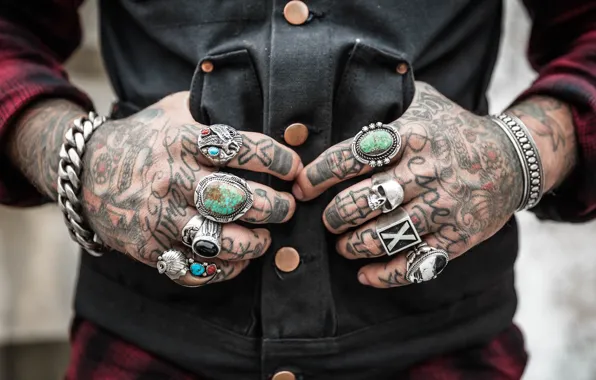 Череп, руки, тату, кнопки, цепь, браслет, skull, татуировки