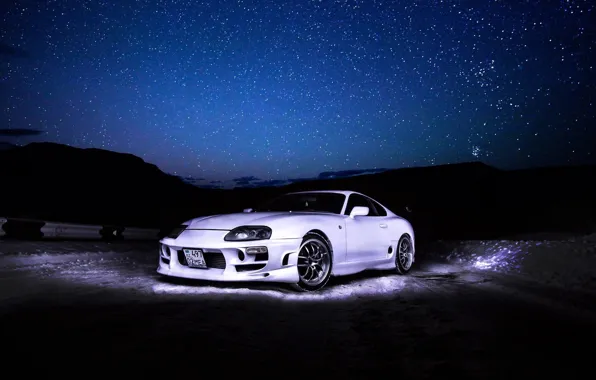 Картинка Toyota, Sky, Stars, White, Supra, Tuning, TRD, Nigth