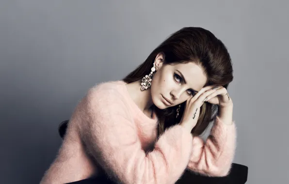 Картинка волосы, серьги, певица, свитер, Lana Del Rey, фотосессия H&ampamp;M