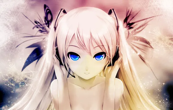 Девушка, наушники, vocaloid, Hatsune Miku, длинные волосы, вокалоид