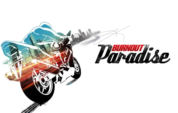 Город, мотоцикл, bike, burnout, paradise