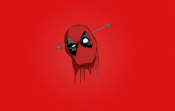 Red, blood, Deadpool, mask, head, Wade Wilson, arrow, Marvel comics