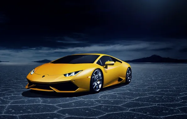 Пустыня, Lamborghini, yellow, LP 610-4, Huracan, LB724