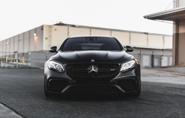 Mercedes, Front, AMG, Black, Evening, E63, Face, Sight