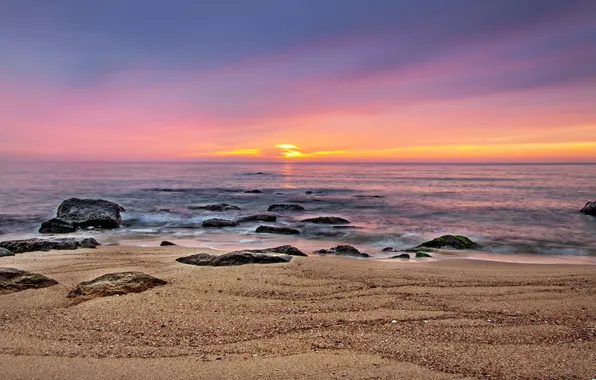 Картинка море, закат, beach, sea, sunset, sand, wave