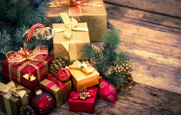 Украшения, игрушки, елка, подарки, Новый год, бант, Christmas, winter