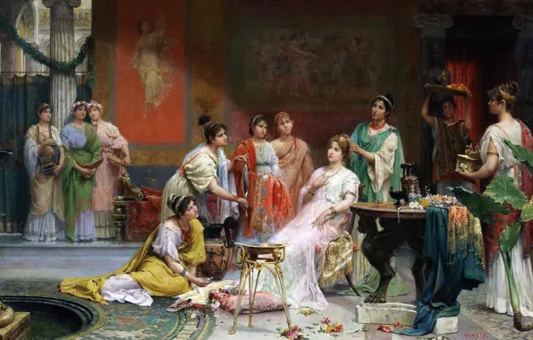 Картинка картина, жанровая, Хуан Хименес и Мартин, Туалет Римской Дамы
