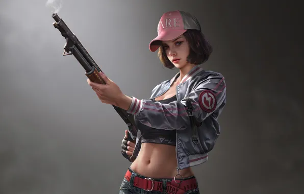 Девушка, стиль, ружьё, PlayerUnknown's Battlegrounds