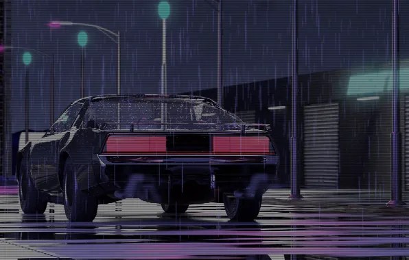 Ночь, Музыка, Город, Машина, Дождь, Фон, 80s, Pontiac