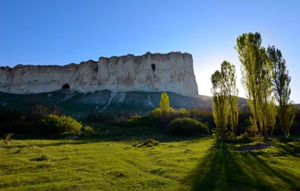 Картинка Горы, Лес, Утро, Рассвет, Крым, Белая скала, Белогорск