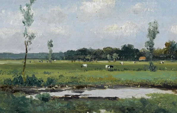 Картинка пейзаж, картина, Иохан Хендрик Вейсенбрух, Behind the Dunes, Johan Hendrik Weissenbruch