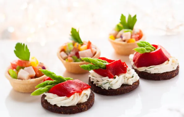 Тарталетки, бутерброды, закуска, salad