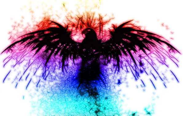 Картинка орел, радуга, необычно