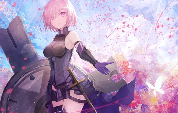 Девушка, весна, щит, Fate / Grand Order, Судьба великая кампания, Mashu Kyrielight