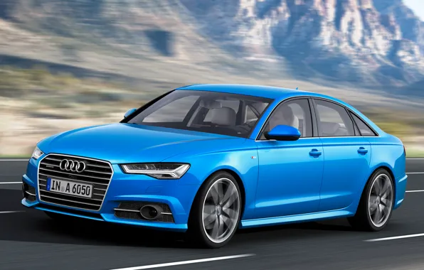 Audi, blue, sedan, 3.0
