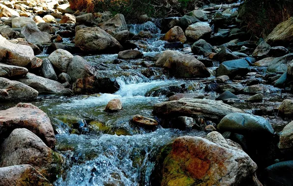 Картинка вода, природа, ручей, камни, течение, красиво, water, stones