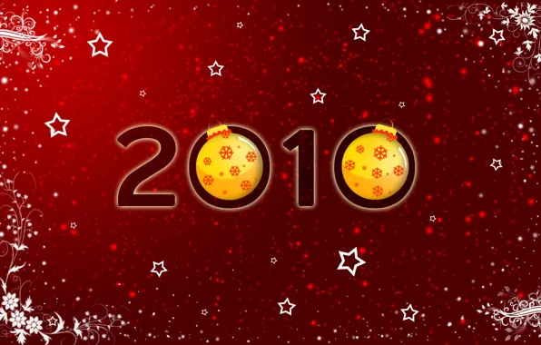 Звезды, красный, игрушки, новый год, шар