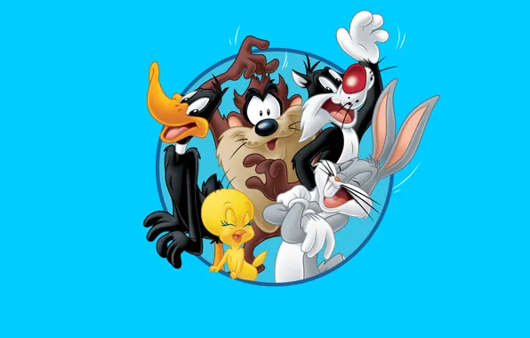 Картинка Мультфильм, Daffy Duck, Твити, Тасманский дьявол, Даффи Дак, Looney Tunes, Багз Банни, Bugs Bunny