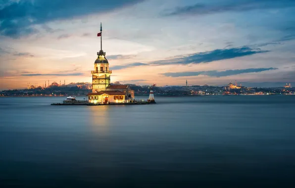 Sunset, turkey, istanbul, maiden tower