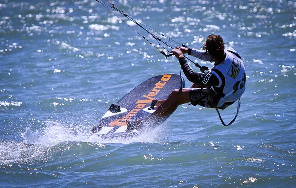 Море, спорт, спортсмен, доска, парашут