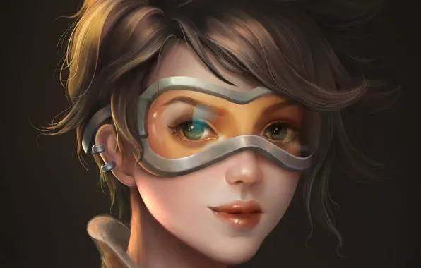 Картинка девушка, лицо, очки, Overwatch