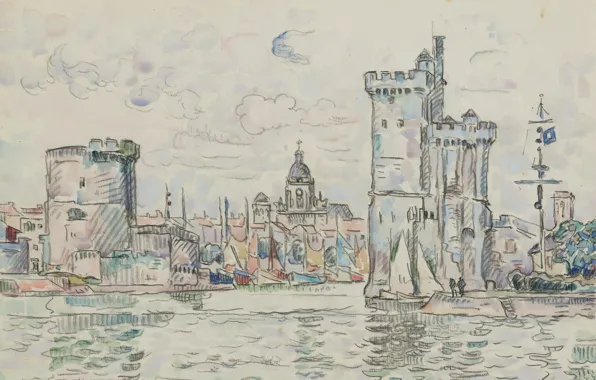 Рисунок, акварель, Ла-Рошель, Поль Синьяк, Paul Signac