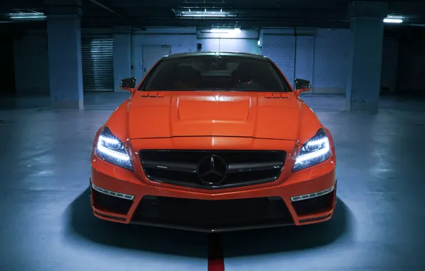 Картинка car, авто, обои, Mercedes-Benz, AMG, tuning, front, orange