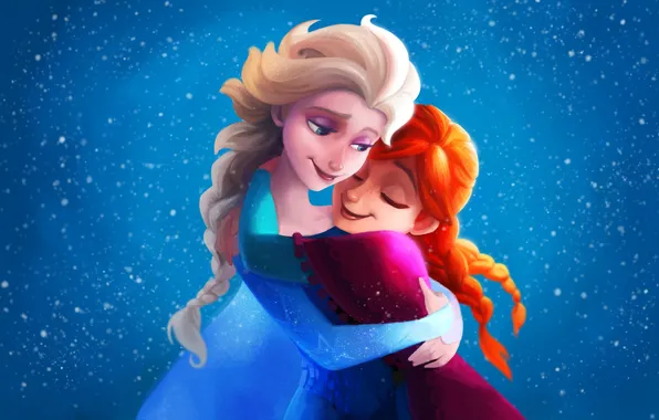 Рисунок, мультфильм, Frozen, Disney, Anna, Elsa, Холодное сердце