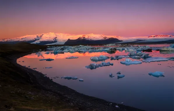 Картинка лед, море, берег, Исландия