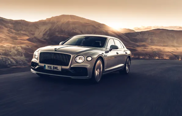 Закат, скорость, Bentley, Flying Spur, 2020, Blackline