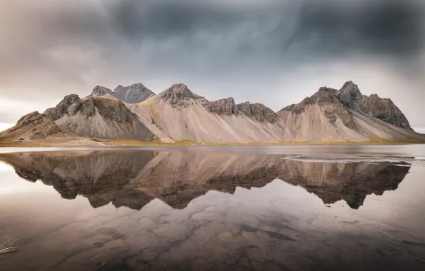 Картинка sea, landscape, mountains, reflection