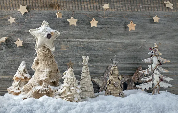 Картинка снег, украшения, елки, Новый Год, Рождество, ткань, Christmas, vintage