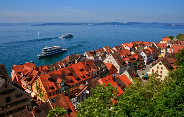 Картинка город, дома, Германия, сверху, Meersburg