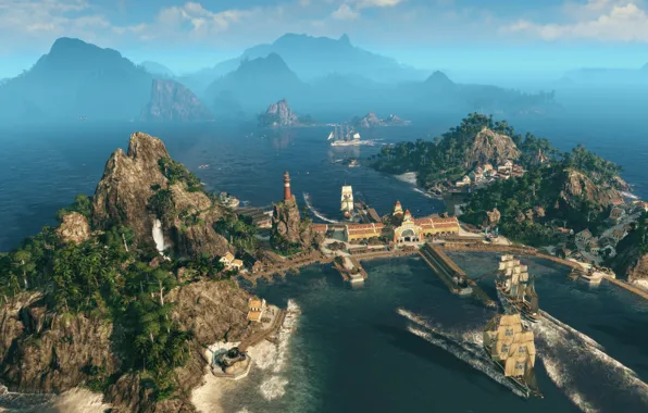 Море, горы, корабли, симулятор, Gamescom 2018, Анно 1800, Anno 1800