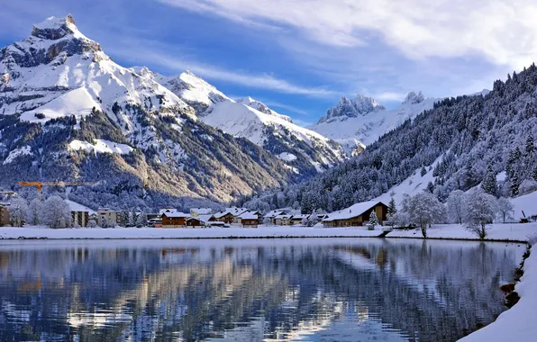 Картинка пейзаж, горы, озеро, Switzerland, Engelberg, Canton of Obwalden