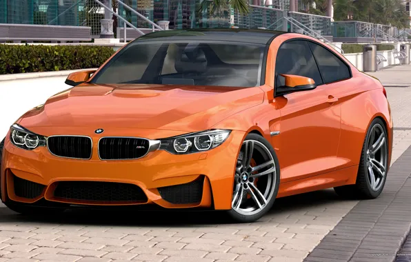 Картинка бмв, оранжевая, BMW, Orange, Photoshop, Coupe, F82, by dangeruss